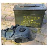 Vintage Gas Mask & Military Ammo Box