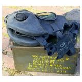 Vintage Gas Mask & Military Ammo Box