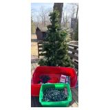 7 ft Artificial Christmas Tree with Stand & LED Light Sets & Holiday Decor