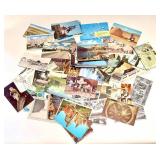 Vintage Leather Messenger Bag & Postcard Collection