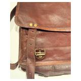 Vintage Leather Messenger Bag & Postcard Collection