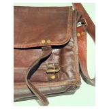 Vintage Leather Messenger Bag & Postcard Collection