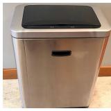 Stainless Steel Trash Can with Black Lift-Top Lid - Brushed Finish