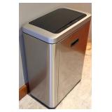 Stainless Steel Trash Can with Black Lift-Top Lid - Brushed Finish