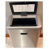 Stainless Steel Trash Can with Black Lift-Top Lid - Brushed Finish