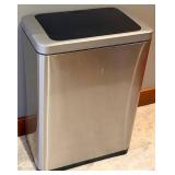 Stainless Steel Trash Can with Black Lift-Top Lid - Brushed Finish