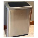 Stainless Steel Trash Can with Black Lift-Top Lid - Brushed Finish