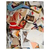 Vintage Stamp Lot in Plastic Bin - Assorted Used & Unused Stamps, USA & Worldwide
