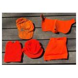 Game Winner Orange Hunting Vest Set (Medium & XL) with Hats, Gloves, Remington Face Cover & Guide Series Bag