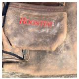 Four Plastic Tubs with Handyman items featuring: Rooster Leather Tool Pouches & Buck Belt with Hardware, Nails & Fasteners and more