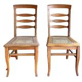Ladder-Back Dining Chairs & Caned Seats - Pair matches Lot 35A