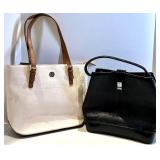 Kate Klein White Canvas Tote & Black Leather Handbag & Floral Wallet