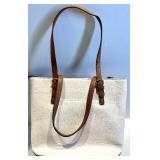 Kate Klein White Canvas Tote & Black Leather Handbag & Floral Wallet