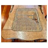 Oak Round Dining Table Set with 7 Windsor Cane-Seat Chairs