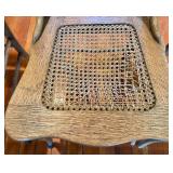 Oak Round Dining Table Set with 7 Windsor Cane-Seat Chairs