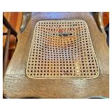 Oak Round Dining Table Set with 7 Windsor Cane-Seat Chairs