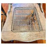 Oak Round Dining Table Set with 7 Windsor Cane-Seat Chairs