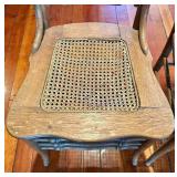 Oak Round Dining Table Set with 7 Windsor Cane-Seat Chairs