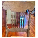 Oak Round Dining Table Set with 7 Windsor Cane-Seat Chairs