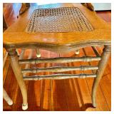 Oak Round Dining Table Set with 7 Windsor Cane-Seat Chairs