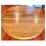 Oak Round Dining Table Set with 7 Windsor Cane-Seat Chairs