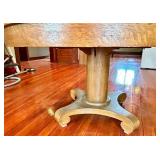 Oak Round Dining Table Set with 7 Windsor Cane-Seat Chairs