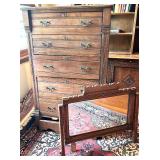 Tall Dresser & Mirror- Dark Wood Finish
