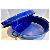 Colonial Accents Palm Tree Plate & Blue Enamel Cookware Set - Vision 5L Pink Casserole