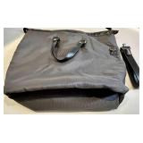 Giorgio Armani Paris Tote Bag - Gray Nylon with Leather Trim - Removable Shoulder Strap