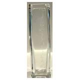 Etched Artisan Clear Crystal Vase & Amber Orange Art Glass Bowl