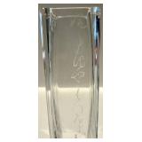 Etched Artisan Clear Crystal Vase & Amber Orange Art Glass Bowl