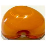 Etched Artisan Clear Crystal Vase & Amber Orange Art Glass Bowl