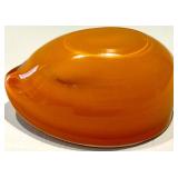 Etched Artisan Clear Crystal Vase & Amber Orange Art Glass Bowl