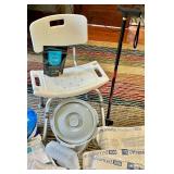 Shower Chair with Backrest, White Bath Safety Seat & Incontinence Supplies
