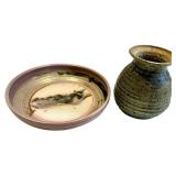 Signed Hand Made Pottery Bowl and Vase