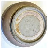 Signed Stoneware Pot w/ Lid & Blue Glazed Bowl