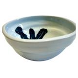 Pottery Blue Leaf Bowl, Plate & Leaf-Shaped Dish with Stone Egg