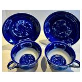 Petrus Regout Terra Nova 8 Inch Blue & White Dinner Plates and 2 Cups
