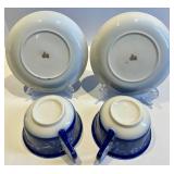 Petrus Regout Terra Nova 8 Inch Blue & White Dinner Plates and 2 Cups