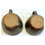 Mixed 7-Piece Glazed Ceramic Bowl Set,  Blue, Brown & Yellow - Signed