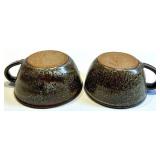 Mixed 7-Piece Glazed Ceramic Bowl Set,  Blue, Brown & Yellow - Signed