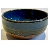 Mixed 7-Piece Glazed Ceramic Bowl Set,  Blue, Brown & Yellow - Signed