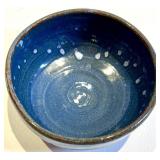 Mixed 7-Piece Glazed Ceramic Bowl Set,  Blue, Brown & Yellow - Signed