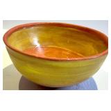 Mixed 7-Piece Glazed Ceramic Bowl Set,  Blue, Brown & Yellow - Signed