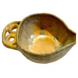 Mixed 7-Piece Glazed Ceramic Bowl Set,  Blue, Brown & Yellow - Signed