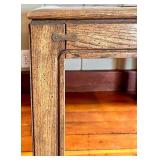 Pair of End Tables - Wooden Glass-Top - 25 x 25 x 21