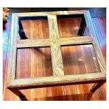 Oak Wood Coffee Table with Glass Inserts 38x38x16