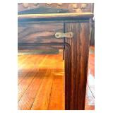 Oak Wood Coffee Table with Glass Inserts 38x38x16