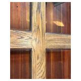 Oak Wood Coffee Table with Glass Inserts 38x38x16