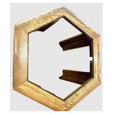 Hexagonal Glass-Top Wood Console Table - 25 x 25 x 21